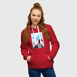 Толстовка-худи хлопковая женская Милый во Франксе Хиро, цвет: красный — фото 2