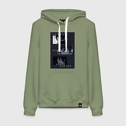 Толстовка-худи хлопковая женская Глаза бога войны, цвет: авокадо