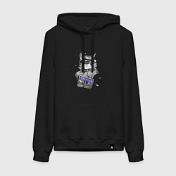 Толстовка-худи хлопковая женская Depeche Mode - Depeche cat, цвет: черный