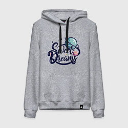 Толстовка-худи хлопковая женская Sweet dreams космос, цвет: меланж