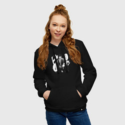 Толстовка-худи хлопковая женская Мэш Бёрндэд, цвет: черный — фото 2
