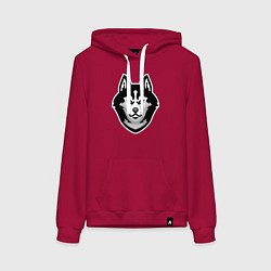 Толстовка-худи хлопковая женская Волчонок, цвет: маджента