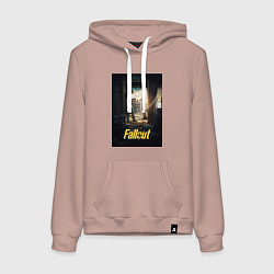 Толстовка-худи хлопковая женская Fallout - The Ghoul, цвет: пыльно-розовый