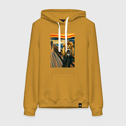 Женская толстовка-худи Лев кричит - мем картина от нейросети