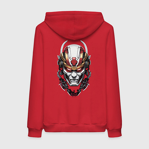 Женская толстовка-худи Красный киберпанк самурай / Красный – фото 2