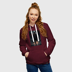 Толстовка-худи хлопковая женская Мэгуми Фусигуро арт Магическая битва, цвет: меланж-бордовый — фото 2