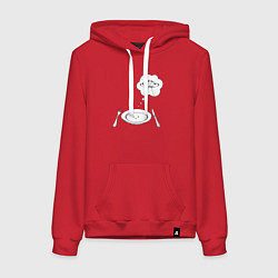 Толстовка-худи хлопковая женская Космический обед, цвет: красный