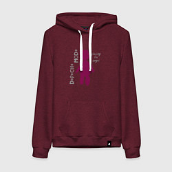 Толстовка-худи хлопковая женская Depeche Mode - Playing the angel logo, цвет: меланж-бордовый