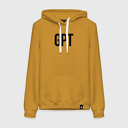 Толстовка-худи хлопковая женская GPT, цвет: горчичный