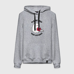 Толстовка-худи хлопковая женская Белый кот с пилой, цвет: меланж