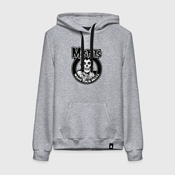 Толстовка-худи хлопковая женская Misfits want your skull, цвет: меланж