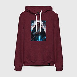 Толстовка-худи хлопковая женская Ван-Пис Шанкс, цвет: меланж-бордовый