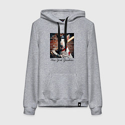 Толстовка-худи хлопковая женская Bull terrier - New York yankees baseball team, цвет: меланж