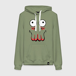 Толстовка-худи хлопковая женская John Zoidberg Face, цвет: авокадо