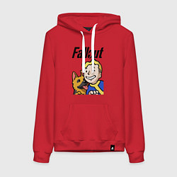 Толстовка-худи хлопковая женская Vault boy and shepherd, цвет: красный
