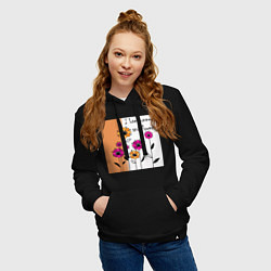 Толстовка-худи хлопковая женская Люблю лето и цветы, цвет: черный — фото 2