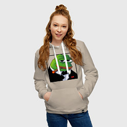 Толстовка-худи хлопковая женская Пепе буржуй в смокинге, цвет: миндальный — фото 2