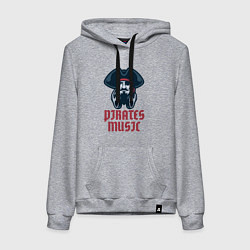 Толстовка-худи хлопковая женская Пиратская музыка, цвет: меланж