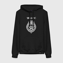 Толстовка-худи хлопковая женская Знак Велеса - лапа медведя, цвет: черный