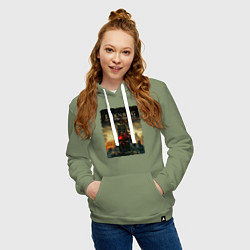 Толстовка-худи хлопковая женская Elden ring - The open world, цвет: авокадо — фото 2