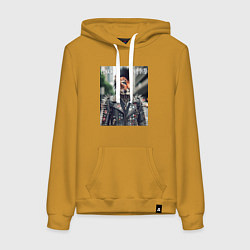 Женская толстовка-худи Леопард панк музыкант - нейросеть