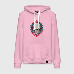 Толстовка-худи хлопковая женская Roses skull, цвет: светло-розовый