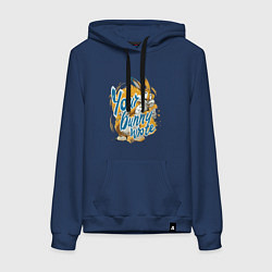 Толстовка-худи хлопковая женская Your bunny wrote sign, цвет: тёмно-синий