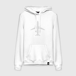 Толстовка-худи хлопковая женская Белый облик самолета SJ-100, цвет: белый
