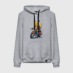 Женская толстовка-худи Пикачу на старом мотоцикле