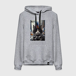 Женская толстовка-худи Кот панк с разноцветным хаером - Нью-Йорк