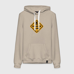 Толстовка-худи хлопковая женская Опасная зона, цвет: миндальный