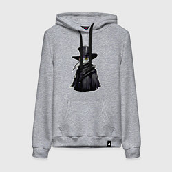 Женская толстовка-худи Чумной доктор в маске и шляпе
