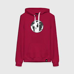 Толстовка-худи хлопковая женская Planet earth, цвет: маджента