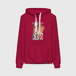 Толстовка-худи хлопковая женская Человек-бензопила Денджи Макима Почита, цвет: маджента