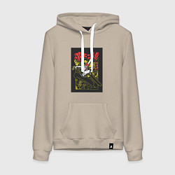 Толстовка-худи хлопковая женская Человек-бензопила Денджи воплощение демона, цвет: миндальный