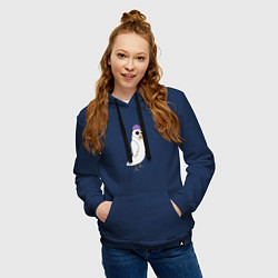 Толстовка-худи хлопковая женская Странный птиц птица голубь в кепке чайка на стиле, цвет: тёмно-синий — фото 2