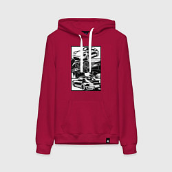 Толстовка-худи хлопковая женская Porsche автомобиль классический, цвет: маджента