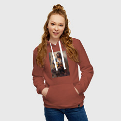 Толстовка-худи хлопковая женская Моряк гитарист, цвет: кирпичный — фото 2