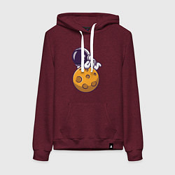 Толстовка-худи хлопковая женская Отдых на Луне, цвет: меланж-бордовый