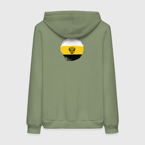 Женская толстовка-худи Герб Святой Руси на узорном царском флаге / Авокадо – фото 2