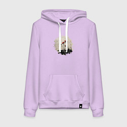 Толстовка-худи хлопковая женская Красные цветы в китайском стиле, цвет: лаванда