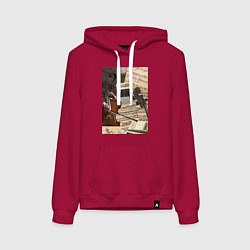 Толстовка-худи хлопковая женская Музыка эстетика, цвет: маджента