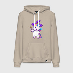 Толстовка-худи хлопковая женская Фея единорожка, цвет: миндальный