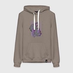 Толстовка-худи хлопковая женская Моя геройская академия Tomura, цвет: утренний латте