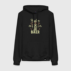 Толстовка-худи хлопковая женская Череп в мотоциклетном шлеме, цвет: черный