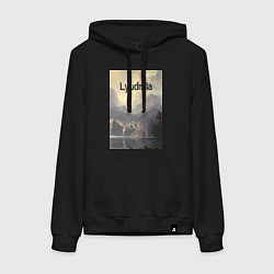 Толстовка-худи хлопковая женская Lyudmila горная долина, цвет: черный