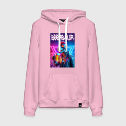 Толстовка-худи хлопковая женская Cyber beersaur - neon glow, цвет: светло-розовый