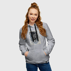 Толстовка-худи хлопковая женская Абстрактная графика Blue, цвет: меланж — фото 2