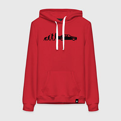 Толстовка-худи хлопковая женская БМВ эволюция, цвет: красный