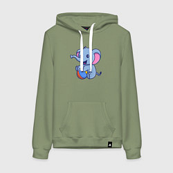 Толстовка-худи хлопковая женская Слон играет в мяч, цвет: авокадо